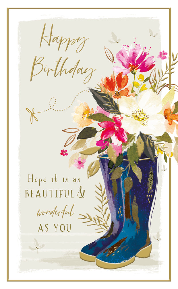 ICG Floral Wellies Birthday Card*