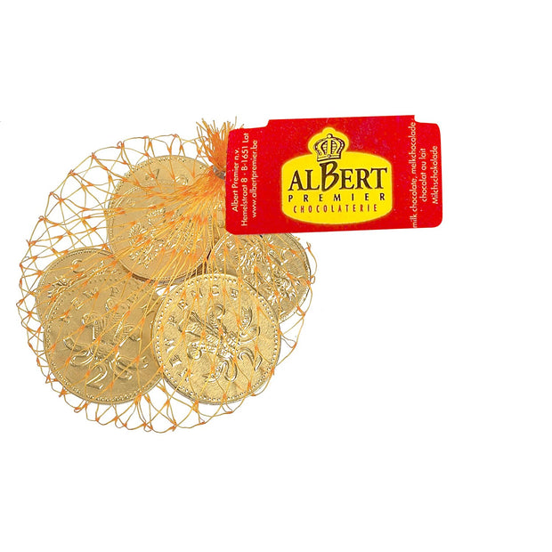 Albert Gold foiled UK milk chocolate coins in net 50g