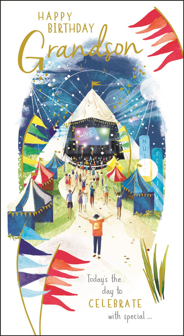 Jonny Javelin Grandson Music Festival Birthday Card*