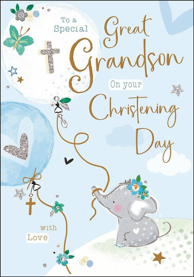 Jonny Javelin Great Grandson Christening Day Card