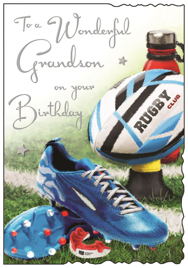 Jonny Javelin Grandson Rugby Birthday Card*