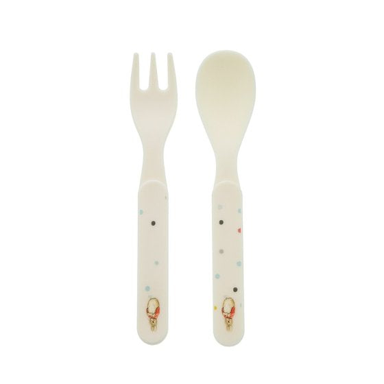 Enesco Peter Rabbit Flopsy Bunnies Bamboo Collection Fork & Spoon