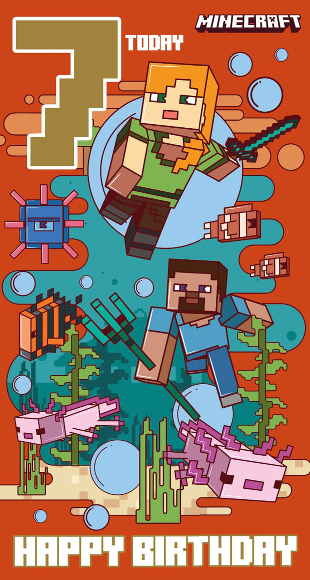 Minecraft 7th Birthday Card*