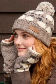 Pachamama Sheep (Merino) Roll Back Bobble Beanie Mushroom