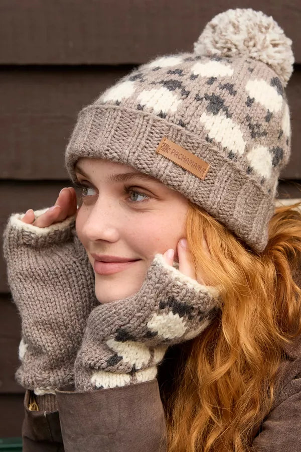 Pachamama Sheep (Merino) Roll Back Bobble Beanie Mushroom