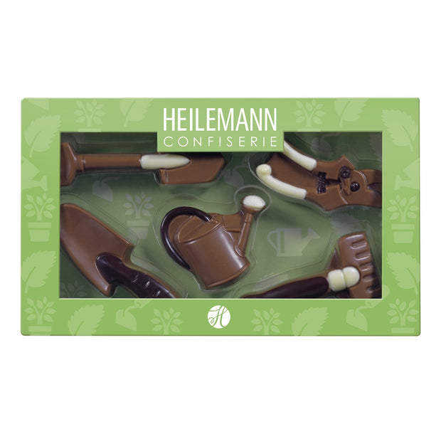 Decorated milk chocolate gardening kit in gift box 100g