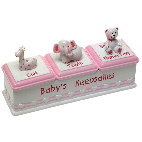 Baby Girl Triple Keepsake Box