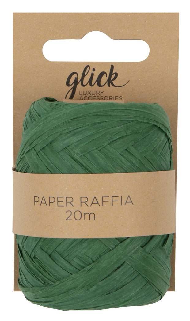 Glick Paper Raffia 20M Green Ribbon*