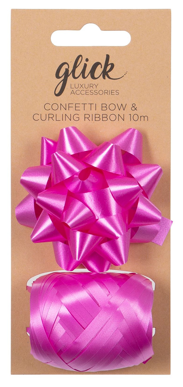 Glick Hot Pink Confetti Bow & Curling Ribbon