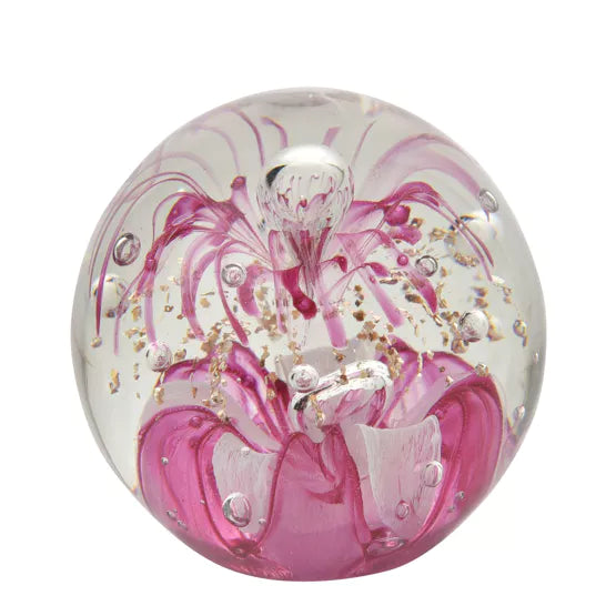 Objects D'art Pink & Gold Glass Paperweight Ornament