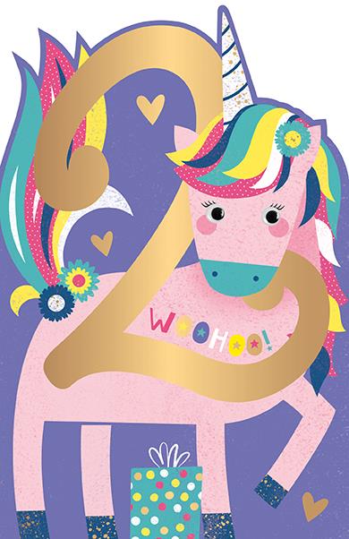 Words N Wishes 2nd Birthday Unicorn Card*