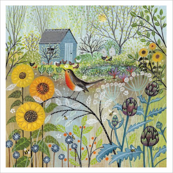 Woodmansterne Lucy Grossmith Sunflower Spot Blank Card