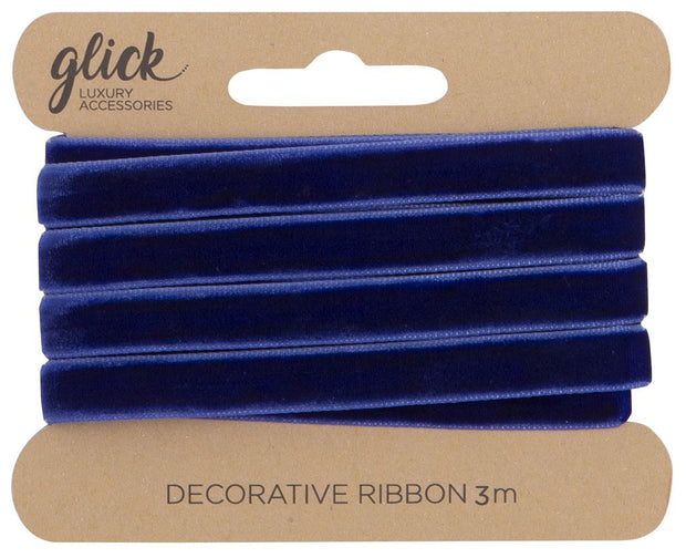 Glick Fabric Ribbon 3m Velvet Navy*
