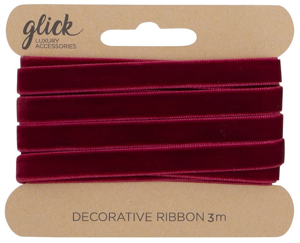 Glick Fabric Ribbon 3m Velvet Red*