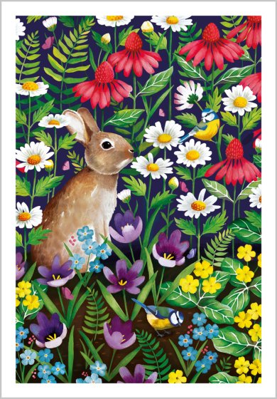 Abacus Rabbit & Wildflowers Blank Card*