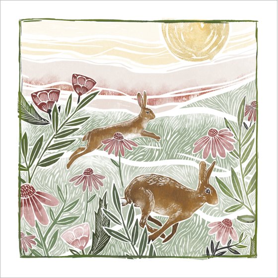 Woodmansterne Running Hares, Blank Card