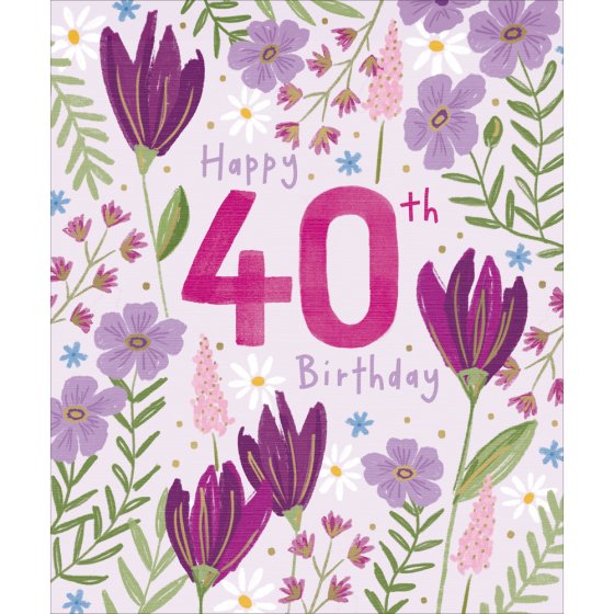 Woodmansterne 40th Floral Birthday Card