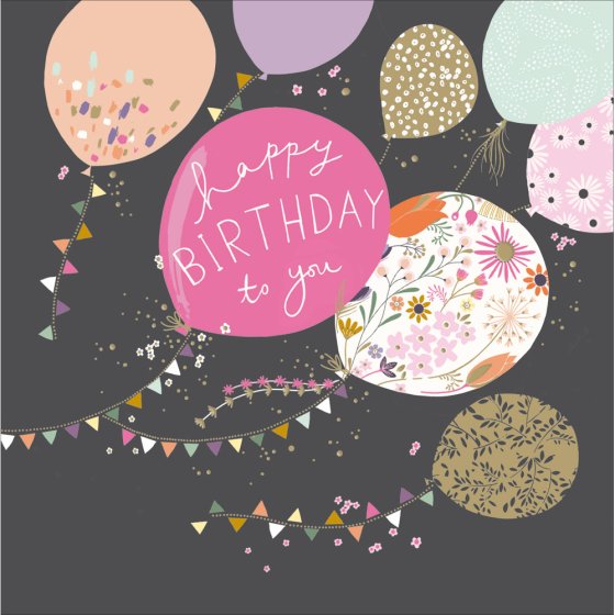 Woodmansterne Peach & Prosecco Birthday Balloons Birthday Card*