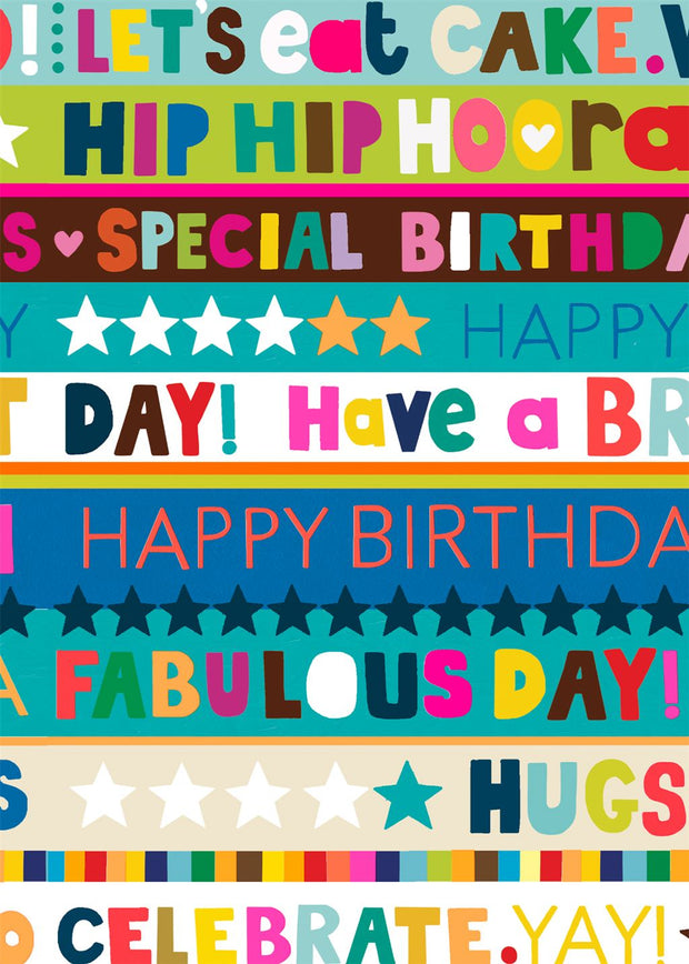 Glick Paper Salad Birthday Stripes Flat Wrap