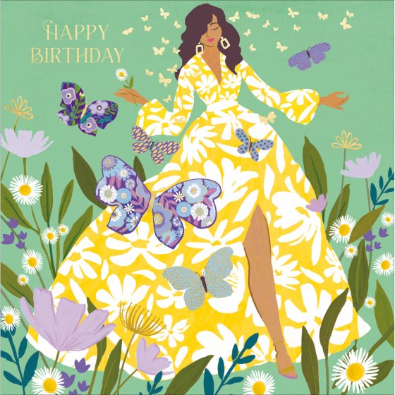 Woodmansterne Pretty in Yellow Birthday Card*