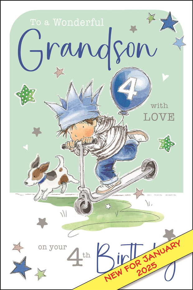 Jonny Javelin Grandson 4th Birthday Card