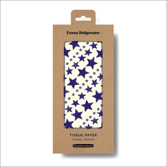 Emma Bridgewater Diagonal Blue Stars Tissue Paper 4 Sheets*