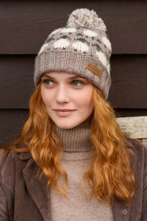 Pachamama Sheep (Merino) Roll Back Bobble Beanie Mushroom