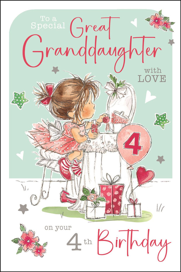 Jonny Javelin Great Granddaughter 4th Birthday Card