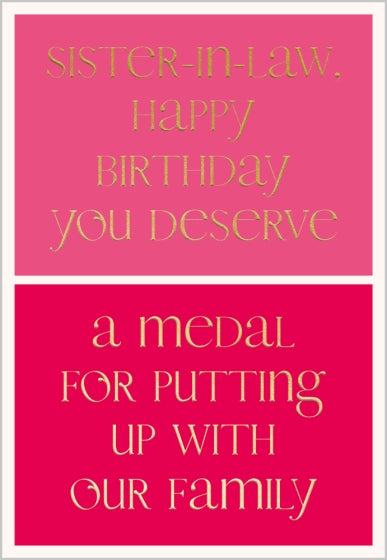 Abacus Sister in Law Birthday Card*