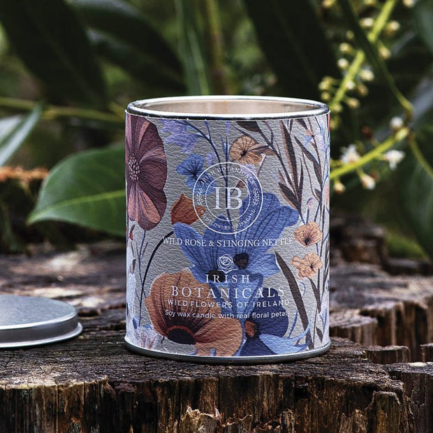 Irish Botanicals Wild Rose and Stinging Nettle Tin Candle