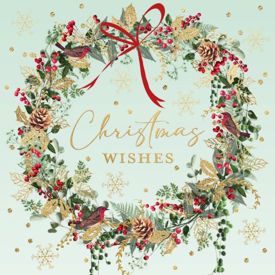 Abacus Festive Foliage Wreath Box of 10 Christmas Cards**