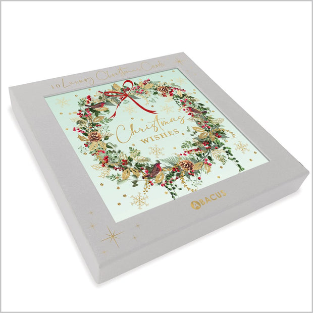 Abacus Festive Foliage Wreath Box of 10 Christmas Cards**