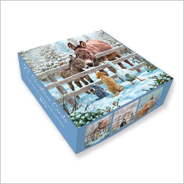 Abacus Festive Snowy Farm Animals Box of 27 Christmas Cards**