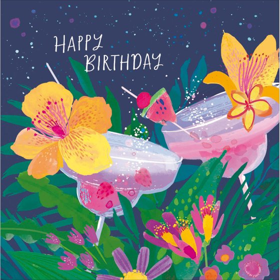 Woodmansterne Eden Tropical Cocktails Clinking Birthday Card*