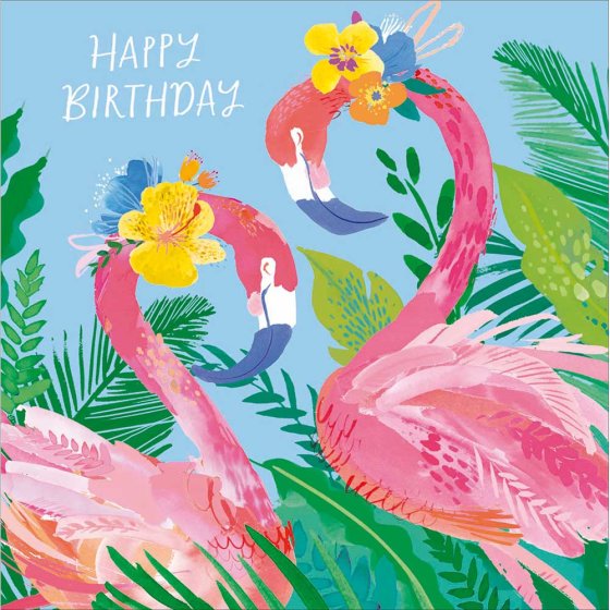 Woodmansterne Eden Two Flamingos with Flowers Birthday Card*