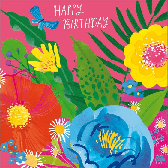 Woodmansterne Eden Big Florals on Deep Pink Birthday Card*