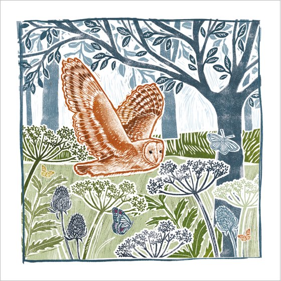 Woodmansterne Oak Press Woodland Owls Blank Card