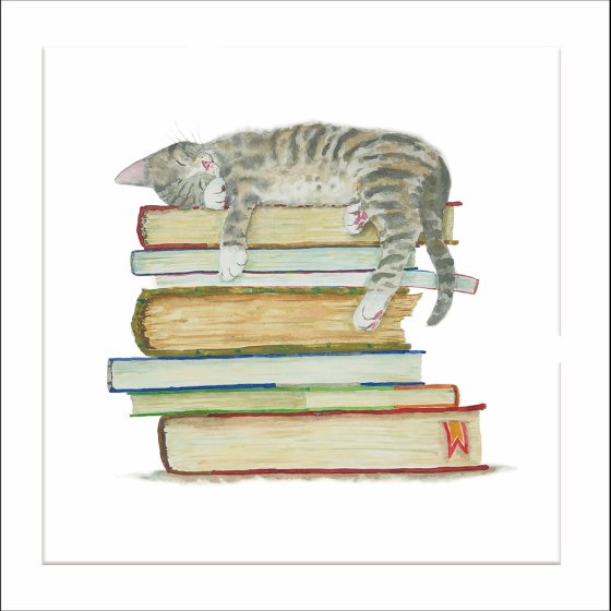 Woodmansterne Aleksei Shmyrov Tabby Kitten on Books Blank Card