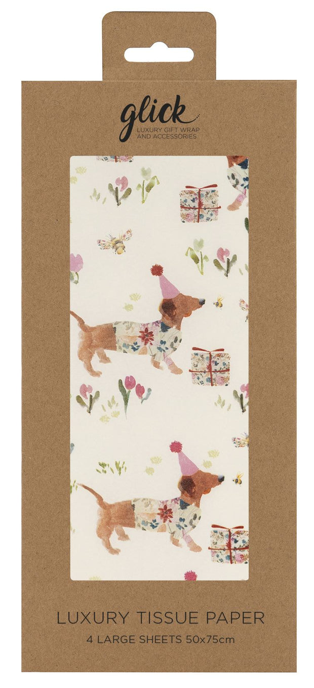 Glick Birthday Sausage Dog Tissue 4 Sheets