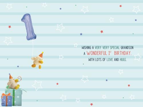 ICG Grandson 1st Birthday Card