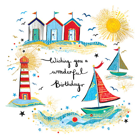 Paper Rose Beach Birthday Card*