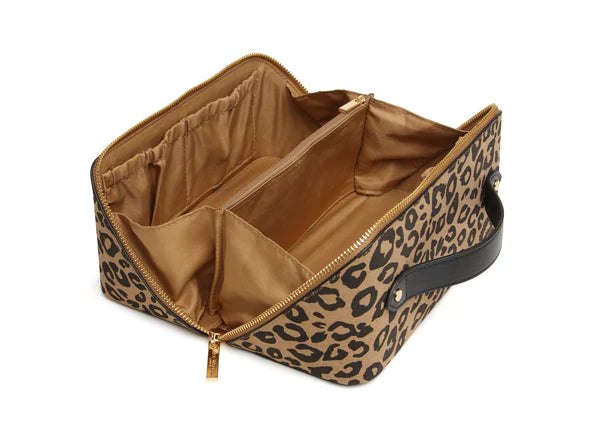 Alice Wheeler Dark Leopard Print Make Up Train Case**