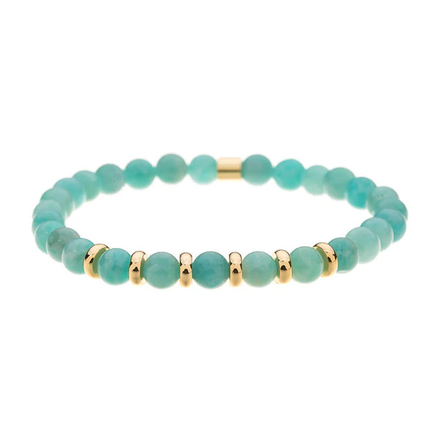 Tianhe Semi Precious Gold Plated 6mm Stone Bracelet**