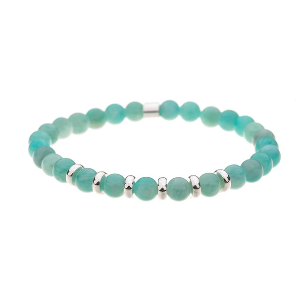 Tianhe Semi Precious Sliver Plated 6mm Stone Bracelet**