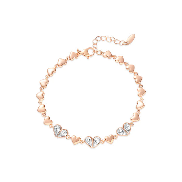 Gold Plated Heart Crystal Bracelet**