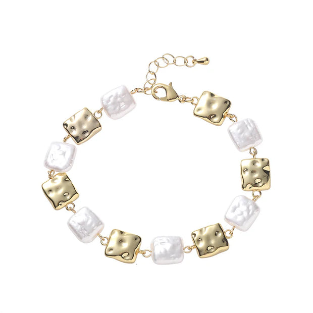 Gold Plated Pearl Bracelet**