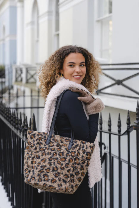 Leopard Print Boucle Shoulder Bag**