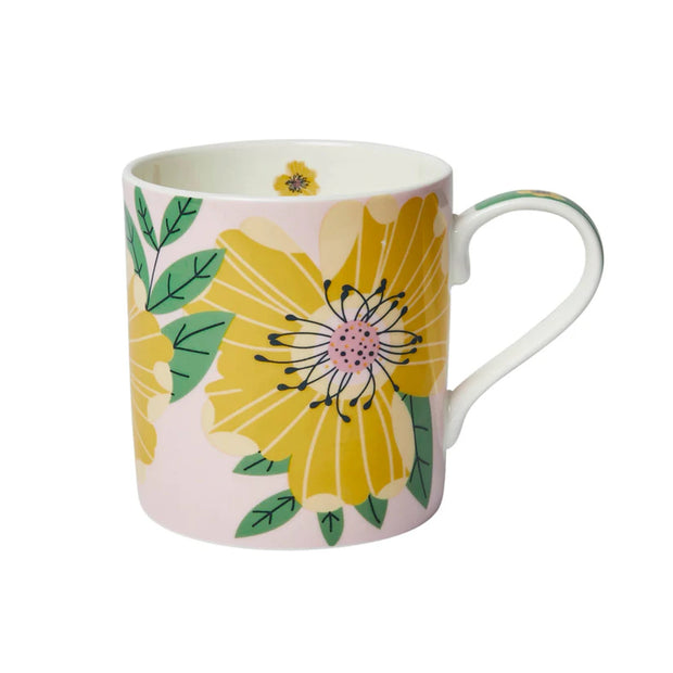 Belly Button Yellow Rose Fine Bone China Mug