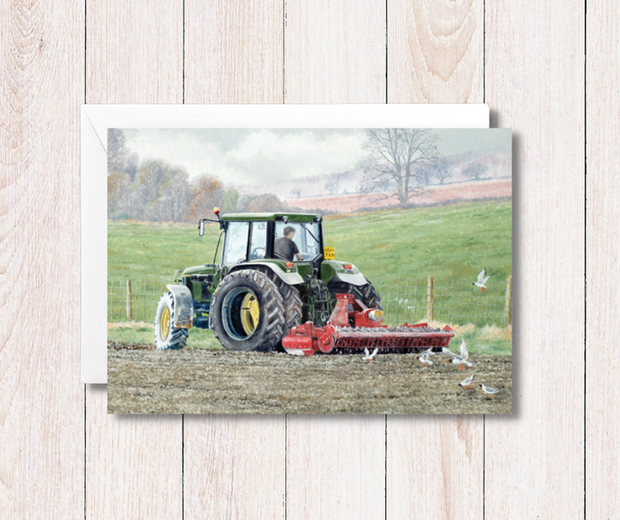 Cachet "Final Preparation" John Deere 6000 Series Tractor & Kuhn Power HarrowBlank Card
