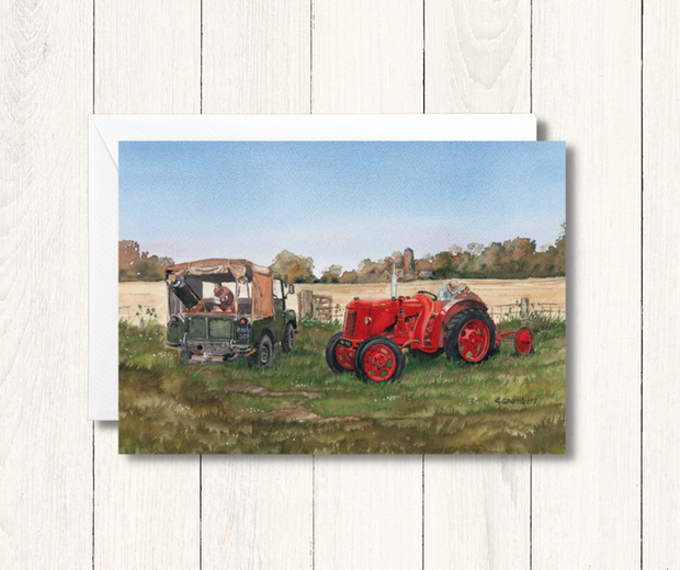 Cachet "Field Repair" David Brown Cropmaster Tractor & Landrover'86 Series I Blank Card